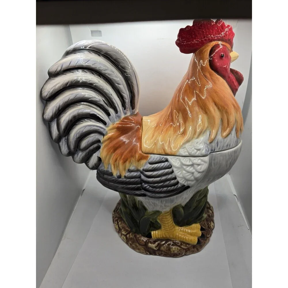 Vintage Jeffrey Banks David's Cookies Rooster Cookie Jar Canister